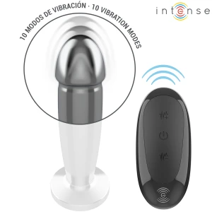 INTENSE - ANALNY PLUG 10 WIBRACJI METALOWY DILDO Z PILOTEM M